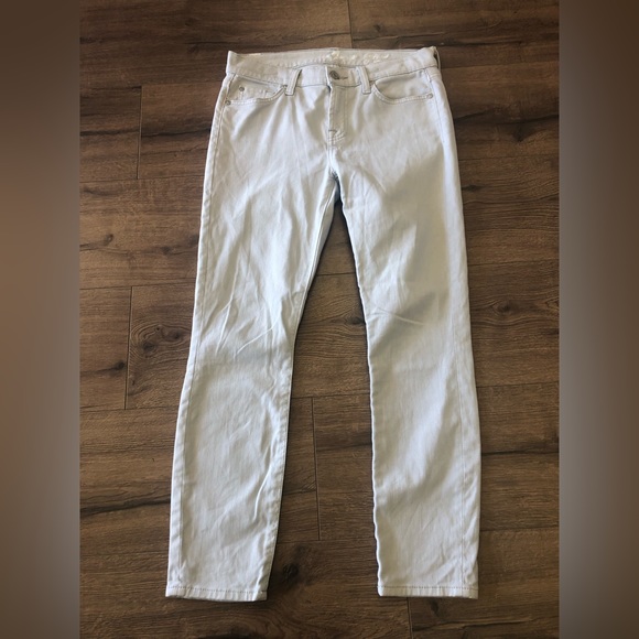 FOR ALL 7 MANKIND CROPPED SKINNY JEANS IN VERY LIGHT BLUE GRAY COLOUR SIZE 26 - Picture 3 of 8